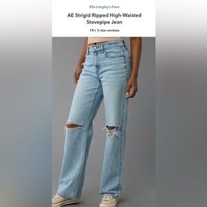 American Eagle Women’s Strigid Ripped High-Waisted Skylight Stovepipe Jeans 12S